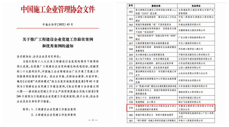 工程建設企業黨建工作優秀案例